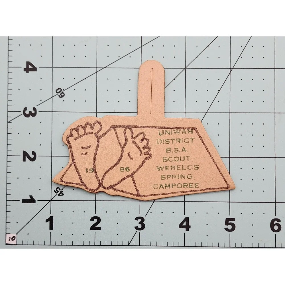 UNIWAH DISTRICT BSA SCOUT WEBELCS SPRING CAMPOREE 1986 Leather Pocket‎ Patch